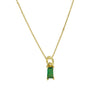 Pendant Necklace Real Gold Electroplated Rectangular Birthstone Colored Zirconium Brass Copper