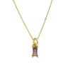Pendant Necklace Real Gold Electroplated Rectangular Birthstone Colored Zirconium Brass Copper