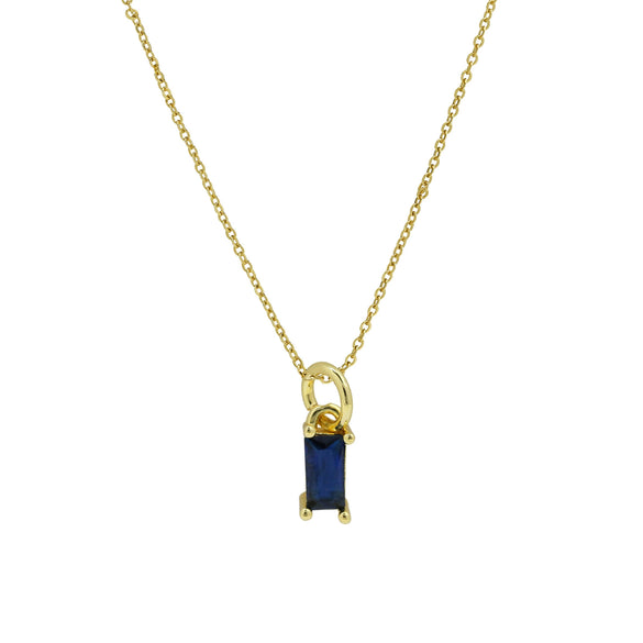 Pendant Necklace Real Gold Electroplated Rectangular Birthstone Colored Zirconium Brass Copper