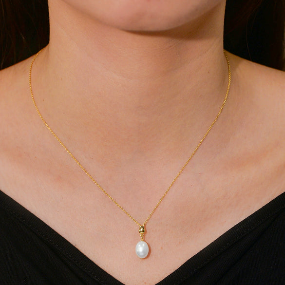 Pendant Necklace S925 Sterling Silver Natural Baroque Pearl Geometric Style Women's Cross Chain