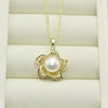 Pendant Necklace 925 Silver Copper Freshwater Pearl Hollow Flower Style
