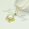Pendant Necklace 925 Silver Copper Freshwater Pearl Hollow Flower Style