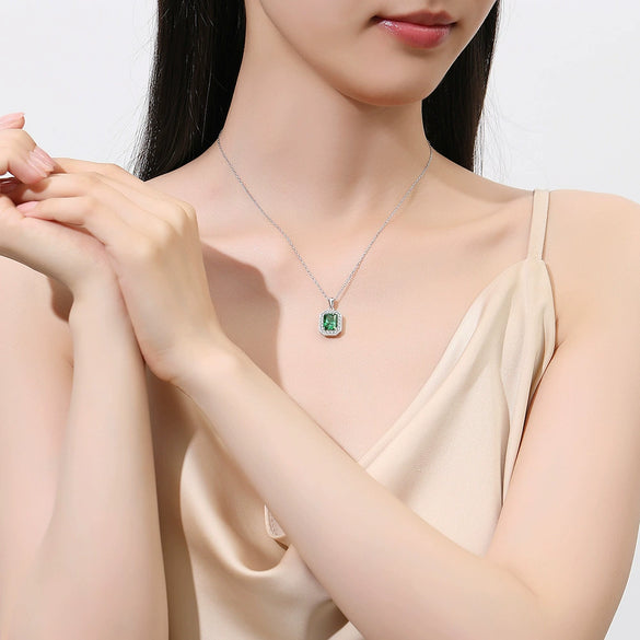 Pendant Necklace 925 Silver Floral Geometric Light Luxury Style