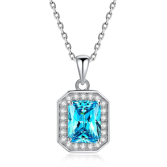Pendant Necklace 925 Silver Floral Geometric Light Luxury Style