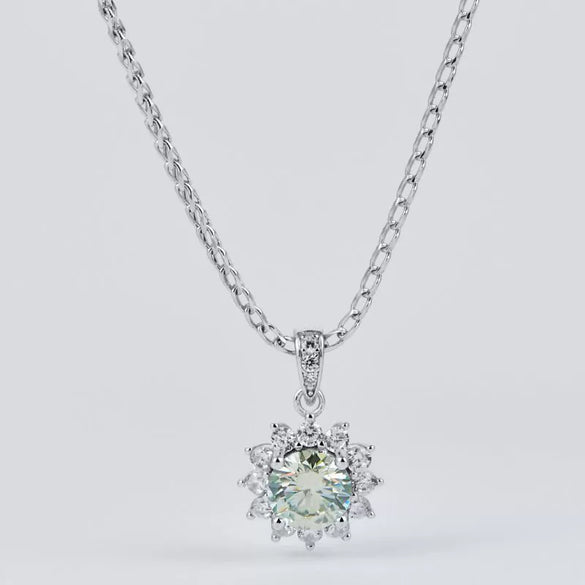 Pendant Necklace Silver Inlay Cultivated Color Treasure Geometric Style Set With Diamonds