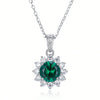 Pendant Necklace Silver Inlay Cultivated Color Treasure Geometric Style Set With Diamonds