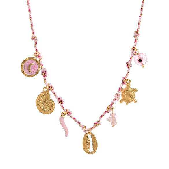 Pendant Necklace Stainless Steel Animal Zodiac Pattern Knotted Rope Chain With Vacuum Electroplating