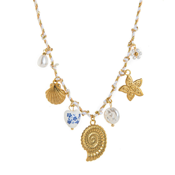 Pendant Necklace Stainless Steel Animal Zodiac Pattern Knotted Rope Chain With Vacuum Electroplating