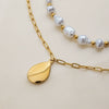 Pendant Necklace Stainless Steel Doublelayer Chain Pearl Splicing Sweet Geometric Drop Shape Electroplating For Women