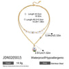 Pendant Necklace Stainless Steel Doublelayer Chain Pearl Splicing Sweet Geometric Drop Shape Electroplating For Women
