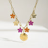Pendant Necklace Stainless Steel Electroplated With Bow And Flower Design For Women