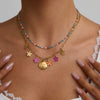 Pendant Necklace Stainless Steel Electroplated With Bow And Flower Design For Women