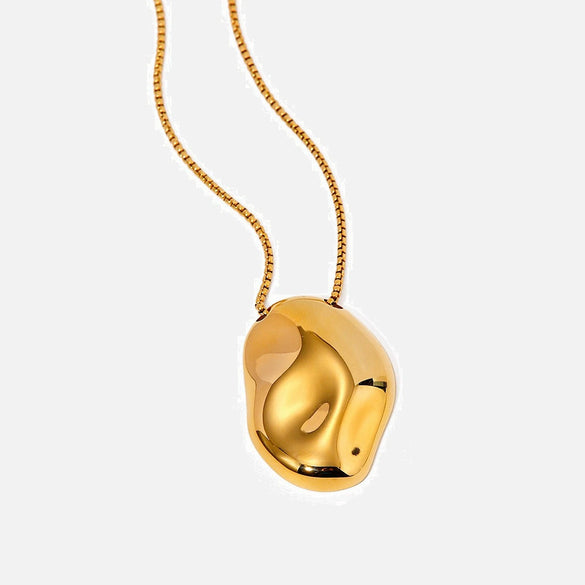 Pendant Necklace Stainless Steel Geometric Irregular Concave Hammer Pattern Electroplating