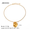 Pendant Necklace Stainless Steel Geometric Irregular Concave Hammer Pattern Electroplating