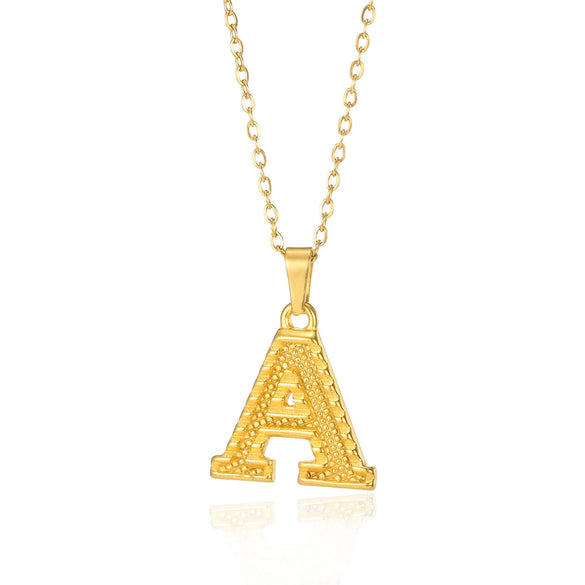 Pendant Necklace Stainless Steel Gold Plated With Letter Pattern