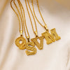 Pendant Necklace Stainless Steel Gold Plated With Letter Pattern