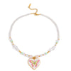 Pendant Necklace Stainless Steel Heart Shape Electroplating Women's String Of Pearls