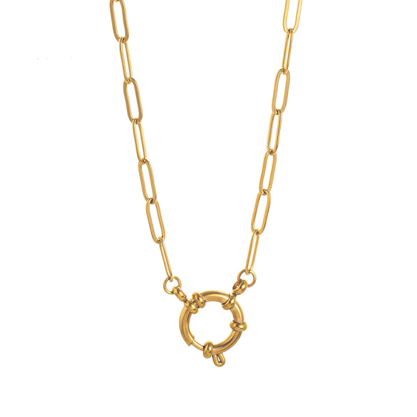 Pendant Necklace Stainless Steel Heart Shape Furnace Vacuum Plating 18K Gold Color