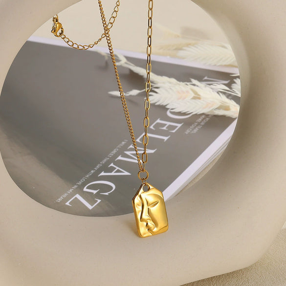 Pendant Necklace Stainless Steel Imitation Pearl Geometric Bow Sunflower Electroplating