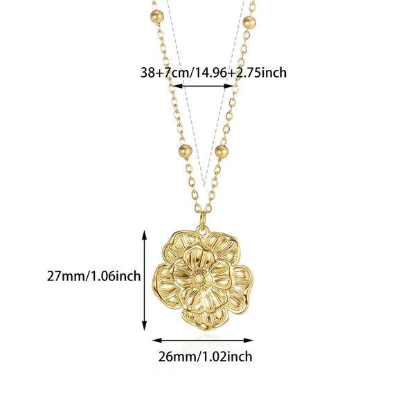 Pendant Necklace Stainless Steel Imitation Pearl Geometric Bow Sunflower Electroplating