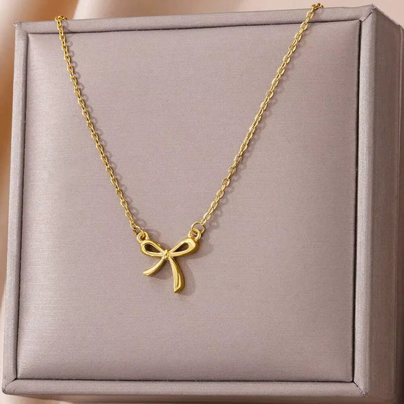 Pendant Necklace Stainless Steel Imitation Pearl Geometric Bow Sunflower Electroplating