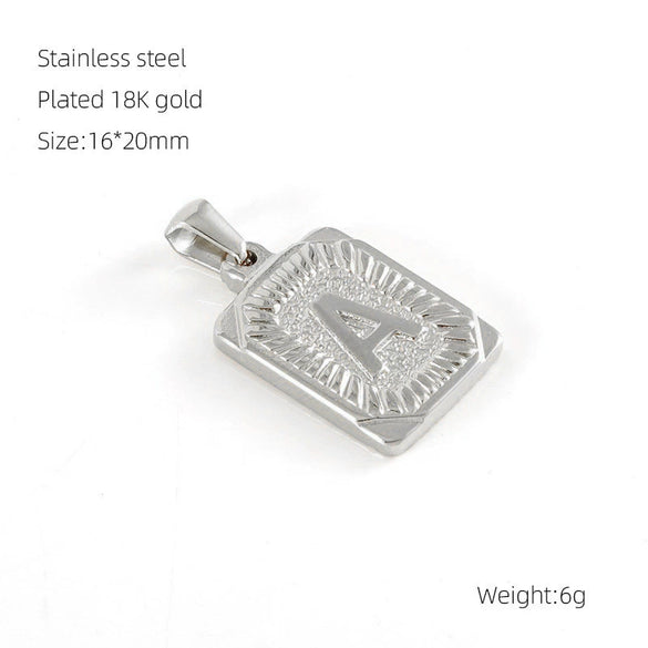 Pendant Necklace Stainless Steel 18K Electroplated Letter Design