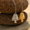 Pendant Necklace Stainless Steel 18K Gold Plated Flower Pattern Christmas Tree Styling For Women