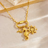 Pendant Necklace Stainless Steel Marine Biological Animal Style Electroplating Bone Chain For Women