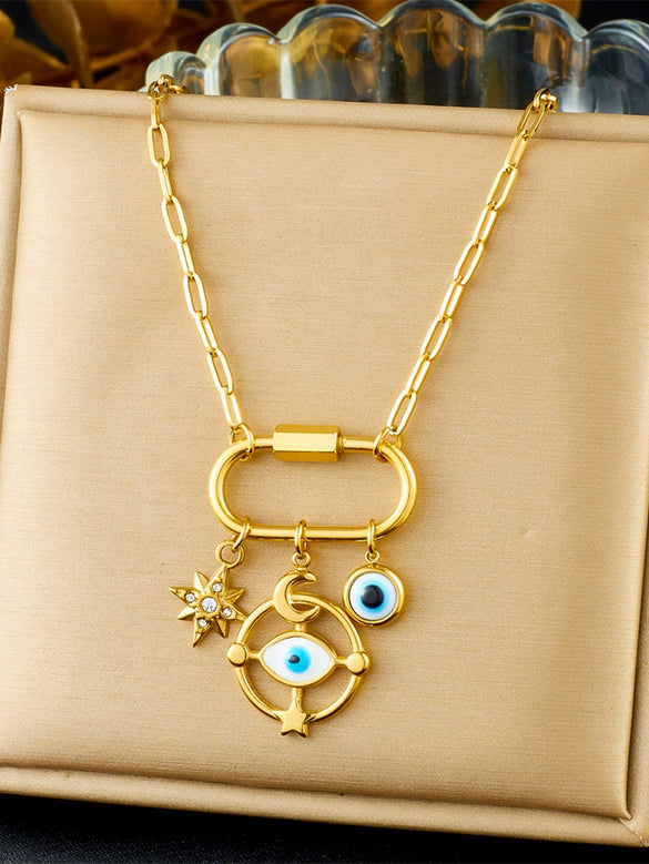 Pendant Necklace Stainless Steel Marine Biological Animal Style Electroplating Bone Chain For Women