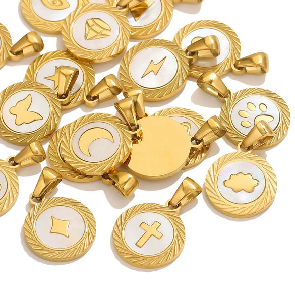 Pendant Necklace Stainless Steel Natural Shell Electroplating Jewelry Wholesale Accessories