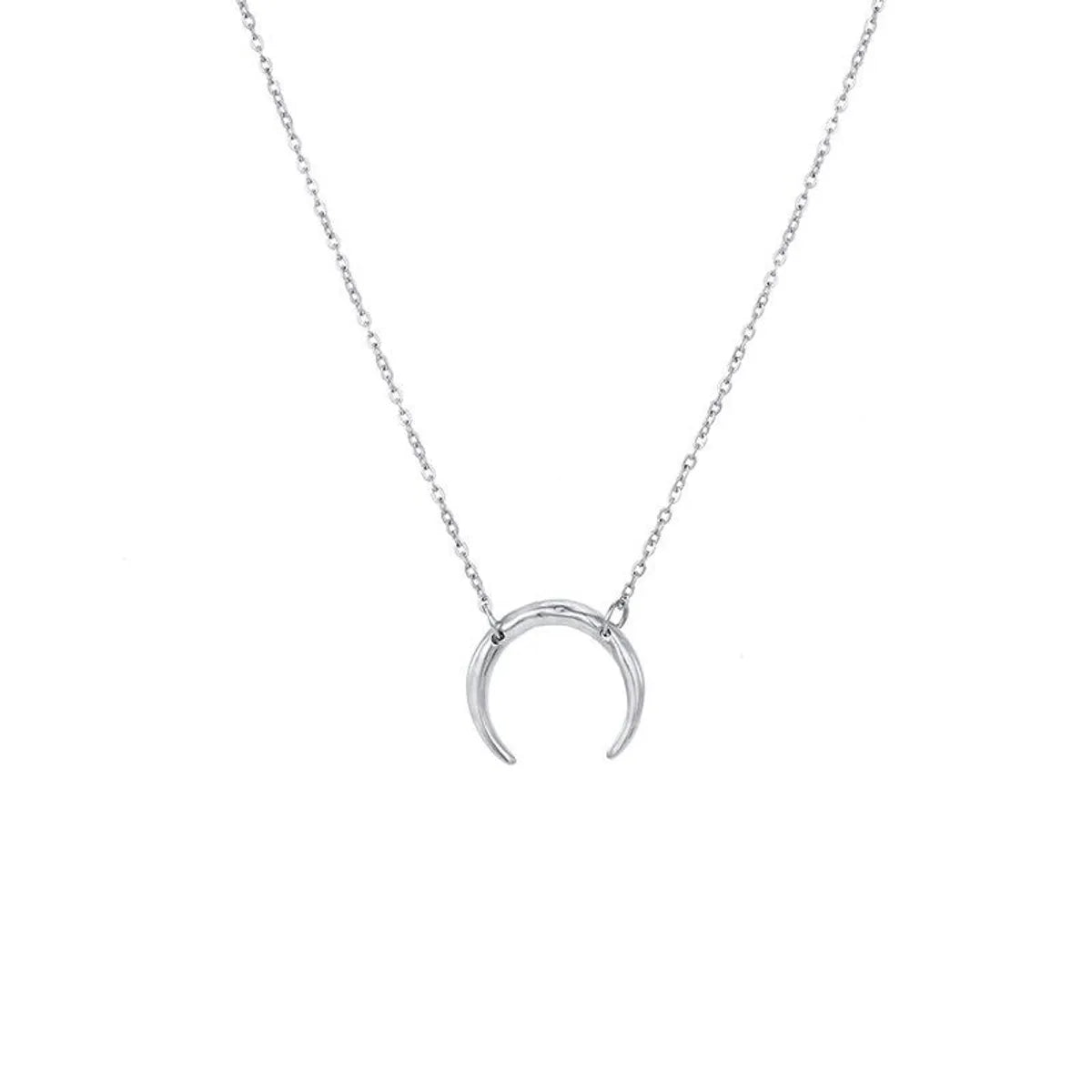 Stainless Steel Fashion Plating Moon No Inlay Necklace