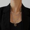 Pendant Necklace 316L Stainless Steel Oval Tiger Eye Stone Light Luxury Maillard Style Electroplating Geometry