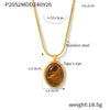 Pendant Necklace 316L Stainless Steel Oval Tiger Eye Stone Light Luxury Maillard Style Electroplating Geometry