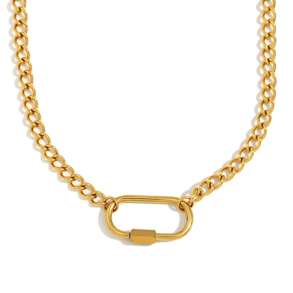 Pendant Necklace Stainless Steel Plated 18K Gold Geometric Rectangular Simple Style