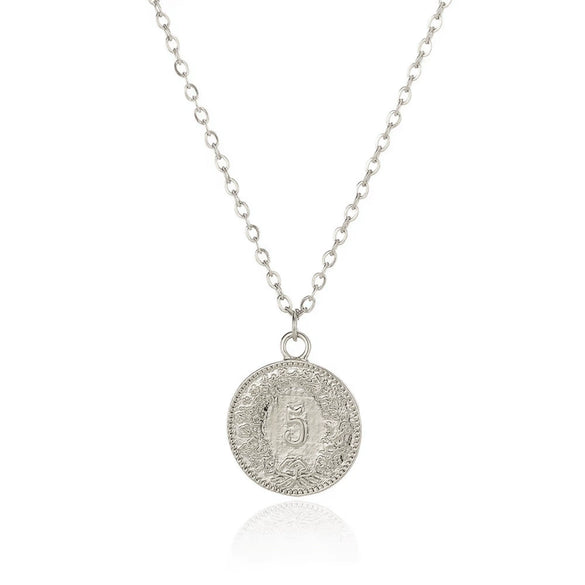Pendant Necklace Stainless Steel Retro Portrait Three Dimensional Relief Coin Electroplated Unisex