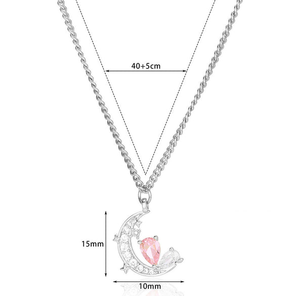 Pendant Necklace Stainless Steel Star Moon Electroplating Cross Chain Unisex
