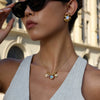 Pendant Necklace Stainless Steel Sunflower Highgloss Pearl Print Electroplated Women's Minimalist