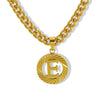 Pendant Necklace Stainless Steel Titanium Steel Cuban Chain Electroplating Round Letters Numbers Text Pattern Unisex