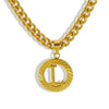 Pendant Necklace Stainless Steel Titanium Steel Cuban Chain Electroplating Round Letters Numbers Text Pattern Unisex