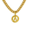 Pendant Necklace Stainless Steel Titanium Steel Cuban Chain Electroplating Round Letters Numbers Text Pattern Unisex