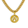 Pendant Necklace Stainless Steel Titanium Steel Cuban Chain Electroplating Round Letters Numbers Text Pattern Unisex
