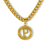 Pendant Necklace Stainless Steel Titanium Steel Cuban Chain Electroplating Round Letters Numbers Text Pattern Unisex