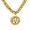Pendant Necklace Stainless Steel Titanium Steel Cuban Chain Electroplating Round Letters Numbers Text Pattern Unisex