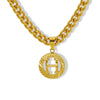 Pendant Necklace Stainless Steel Titanium Steel Cuban Chain Electroplating Round Letters Numbers Text Pattern Unisex