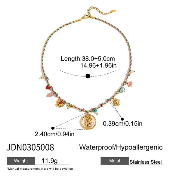 Pendant Necklace Stainless Steel Titanium Steel Freshwater Pearl Natural Stone Zircon Geometric Electroplating Women's