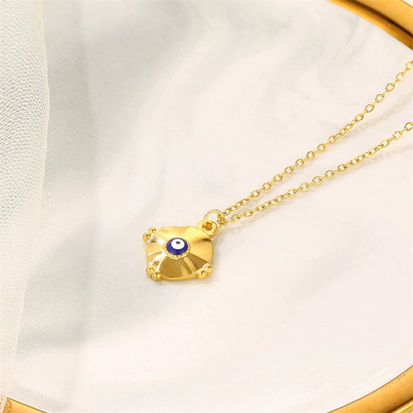Pendant Necklace Stainless Steel Titanium Steel Geometric Eye Dripping Oil Style For Women