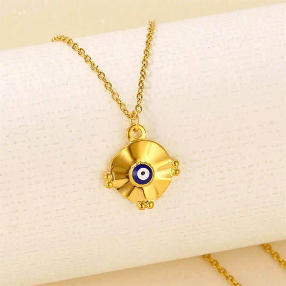 Pendant Necklace Stainless Steel Titanium Steel Geometric Eye Dripping Oil Style For Women