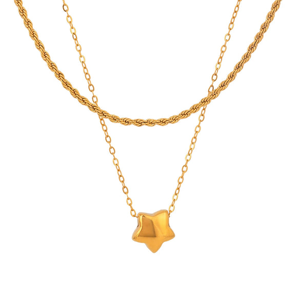 Pendant Necklace Stainless Steel Titanium Steel Geometric Fivepointed Star Electroplating