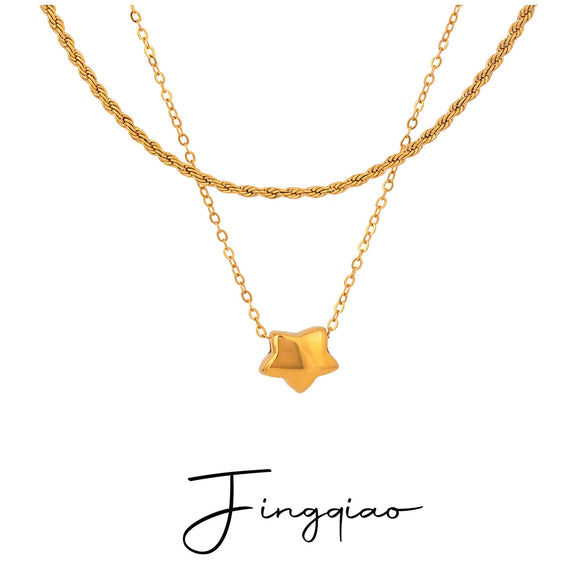 Pendant Necklace Stainless Steel Titanium Steel Geometric Fivepointed Star Electroplating