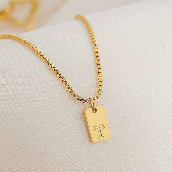 Pendant Necklace Stainless Steel Titanium Steel Geometric Letters Numbers Text Electroplated Minimalist Style